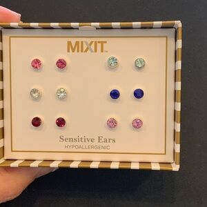 Mixit Hypoallergenic Stud Earrings - Pink, Light Blue, Dark Blue, Red